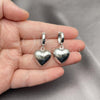 Rhodium Plated Dangle Earring, Heart and Hollow Design, Brushed Finish, Rhodium Finish, 02.341.0211.1