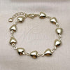 Oro Laminado Fancy Bracelet, Gold Filled Style Heart and Hollow Design, Polished, Golden Finish, 03.213.0340.07