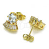 Oro Laminado Stud Earring, Gold Filled Style with White Cubic Zirconia, Polished, Golden Finish, 02.346.0008.4