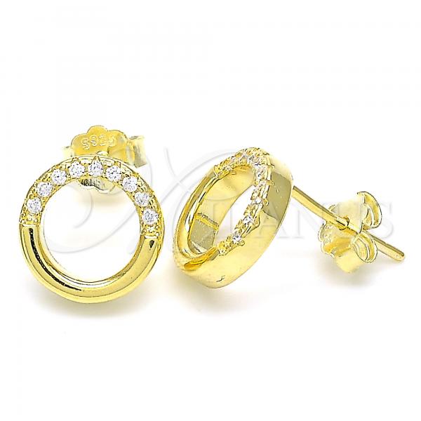 Sterling Silver Stud Earring, with White Cubic Zirconia, Polished, Golden Finish, 02.336.0165.2