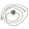 Rhodium Plated Pendant Necklace, Ball Design, Black Enamel Finish, Rhodium Finish, 04.313.0005.18