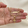 Oro Laminado Necklace and Bracelet, Gold Filled Style Crucifix Design, Polished, Golden Finish, 06.63.0256