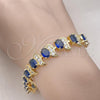 Oro Laminado Tennis Bracelet, Gold Filled Style with Sapphire Blue and White Cubic Zirconia, Polished, Golden Finish, 03.206.0007.5.07