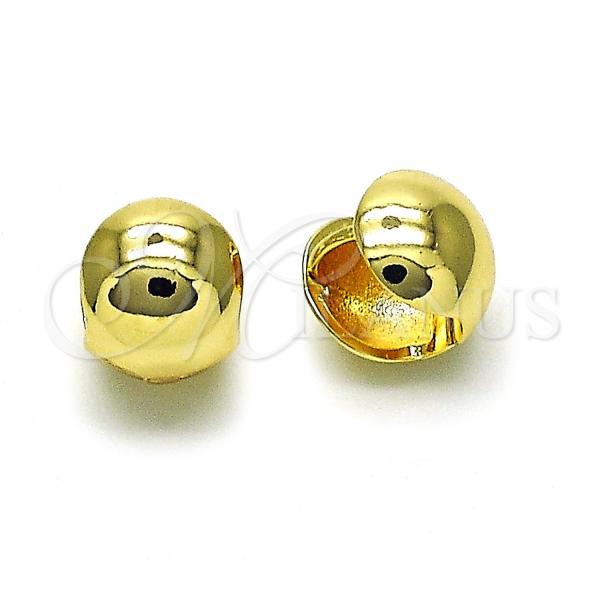 Oro Laminado Huggie Hoop, Gold Filled Style Ball Design, Polished, Golden Finish, 02.156.0675.12