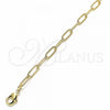 Oro Laminado Fancy Anklet, Gold Filled Style Paperclip Design, Polished, Golden Finish, 04.63.1395.10