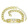 Oro Laminado Fancy Bracelet, Gold Filled Style Elephant and Heart Design, with White Cubic Zirconia, Polished, Golden Finish, 03.368.0062.08