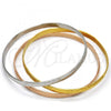 Stainless Steel Trio Bangle, Leaf Design, Polished, Tricolor, 07.244.0002.06 (05 MM Thickness, Size 6 - 2.75 Diameter)