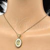 Stainless Steel Religious Pendant, Divino Niño Design, with Ivory Mother of Pearl, Polished, Golden Finish, 05.300.0002