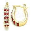 Oro Laminado Small Hoop, Gold Filled Style with Garnet and White Crystal, Polished, Golden Finish, 02.100.0095.1.12