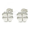 Sterling Silver Stud Earring, Four-leaf Clover Design, Polished,, 02.369.0027