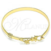 Oro Laminado Individual Bangle, Gold Filled Style Tree and Bird Design, Polished, Golden Finish, 07.192.0038.04