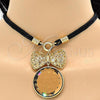 Oro Laminado Pendant Necklace, Gold Filled Style with Coffee Cubic Zirconia, Polished, Golden Finish, 04.182.0075.1.32