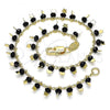 Oro Laminado Charm Anklet , Gold Filled Style Star Design, with Black Crystal, Polished, Golden Finish, 03.169.0007.1.10