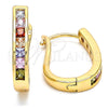 Oro Laminado Huggie Hoop, Gold Filled Style with Multicolor Cubic Zirconia, Polished, Golden Finish, 02.237.0009.15