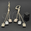 Oro Laminado Long Earring, Gold Filled Style Teddy Bear Design, Diamond Cutting Finish, Tricolor, 5.085.002