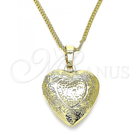 Oro Laminado Pendant Necklace, Gold Filled Style Heart Design, Polished, Golden Finish, 04.117.0016.20