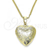 Oro Laminado Pendant Necklace, Gold Filled Style Heart Design, Polished, Golden Finish, 04.117.0016.20