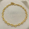 Oro Laminado Fancy Anklet, Gold Filled Style Puff Mariner Design, Polished, Golden Finish, 04.63.1310.10