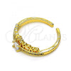 Oro Laminado Multi Stone Ring, Gold Filled Style Crown Design, with White Micro Pave, Polished, Golden Finish, 01.310.0032