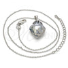 Oro Laminado Pendant Necklace, Gold Filled Style Flower Design, with Blue Shade Swarovski Crystals and White Micro Pave, Polished, Golden Finish, 04.239.0013.1.16