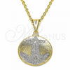 Oro Laminado Fancy Pendant, Gold Filled Style Anchor Design, Polished, Two Tone, 05.32.0063