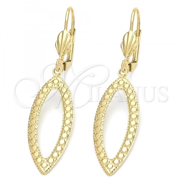 Oro Laminado Dangle Earring, Gold Filled Style Teardrop Design, Golden Finish, 5.104.014