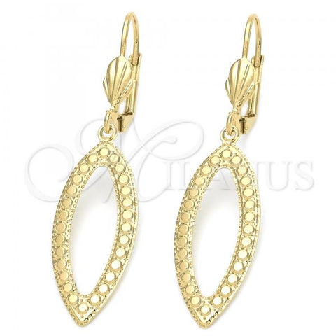 Oro Laminado Dangle Earring, Gold Filled Style Teardrop Design, Golden Finish, 5.104.014