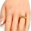 Oro Laminado Multi Stone Ring, Gold Filled Style with White Cubic Zirconia, Polished, Golden Finish, 5.164.007.09.GT (Size 9)