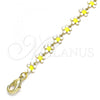 Oro Laminado Fancy Bracelet, Gold Filled Style Flower Design, White Enamel Finish, Golden Finish, 03.386.0008.07