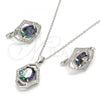 Sterling Silver Earring and Pendant Adult Set, with  Cubic Zirconia and White Micro Pave, Polished, Rhodium Finish, 10.186.0024