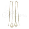 Oro Laminado Threader Earring, Gold Filled Style Leaf Design, Golden Finish, 02.63.0637