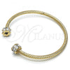 Oro Laminado Individual Bangle, Gold Filled Style with White Cubic Zirconia, Diamond Cutting Finish, Golden Finish, 07.97.0059 (03 MM Thickness, One size fits all)