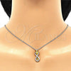 Sterling Silver Pendant Necklace, with White Micro Pave, Polished, Two Tone, 04.336.0196.16
