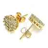 Oro Laminado Stud Earring, Gold Filled Style with White Micro Pave, Polished, Golden Finish, 02.344.0076