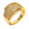 Oro Laminado Mens Ring, Gold Filled Style with White Micro Pave, Polished, Golden Finish, 01.260.0005.10.GT (Size 10)