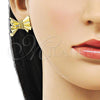 Oro Laminado Stud Earring, Gold Filled Style Bow Design, Polished, Golden Finish, 02.341.0193