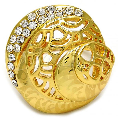 Oro Laminado Multi Stone Ring, Gold Filled Style Teardrop Design, with White Crystal, Polished, Golden Finish, 01.241.0016.07 (Size 7)