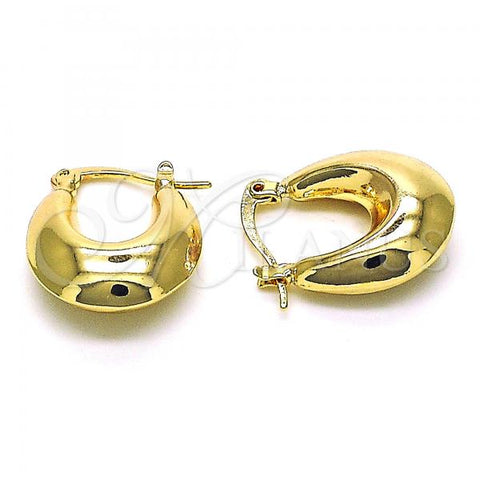 Oro Laminado Small Hoop, Gold Filled Style Hollow Design, Polished, Golden Finish, 02.163.0189.20