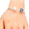 Rhodium Plated Individual Bangle, Butterfly Design, with Provence Lavander Swarovski Crystals and Ivory Pearl, Polished, Rhodium Finish, 07.239.0005.9 (03 MM Thickness, One size fits all)