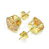 Oro Laminado Stud Earring, Gold Filled Style with Dark Champagne Cubic Zirconia, Polished, Golden Finish, 5.128.021.1