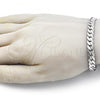 Stainless Steel Basic Bracelet, Pave Cuban Design, Diamond Cutting Finish,, 03.278.0015.08