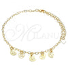 Oro Laminado Charm Anklet , Gold Filled Style Star and Moon Design, Polished, Golden Finish, 03.63.2208.10