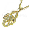 Oro Laminado Fancy Pendant, Gold Filled Style Scorpion Design, Diamond Cutting Finish, Golden Finish, 5.187.021