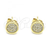 Oro Laminado Stud Earring, Gold Filled Style with White Micro Pave, Polished, Golden Finish, 02.344.0124