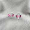 Sterling Silver Stud Earring, Dragon-Fly Design, Pink Enamel Finish, Silver Finish, 02.406.0002.02