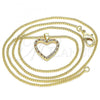 Oro Laminado Pendant Necklace, Gold Filled Style Heart Design, with Garnet and White Micro Pave, Polished, Golden Finish, 04.94.0039.1.20