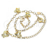 Oro Laminado Charm Anklet , Gold Filled Style Butterfly Design, Diamond Cutting Finish, Golden Finish, 03.63.2197.10