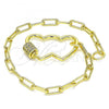 Oro Laminado Fancy Bracelet, Gold Filled Style Heart Design, with White Micro Pave, Polished, Golden Finish, 03.341.0069.07