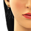 Oro Laminado Stud Earring, Gold Filled Style key Design, with Garnet Micro Pave, Polished, Golden Finish, 02.344.0066.1