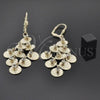 Oro Laminado Chandelier Earring, Gold Filled Style with White Cubic Zirconia, Golden Finish, 5.096.004
